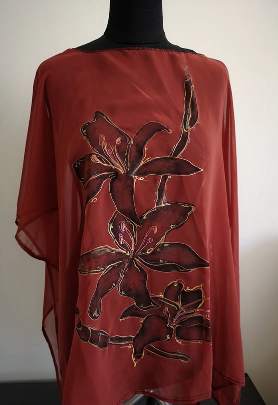 Red flower tunic