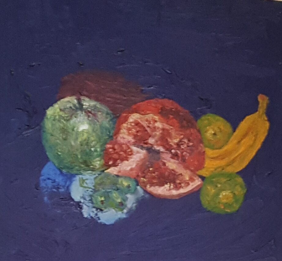 Fruits on blue