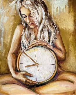 Painting with clock "Expactations"